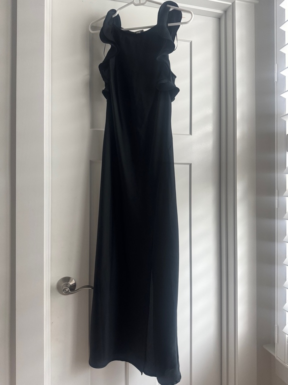 a new day Black Ruffle-Shoulder Maxi Dress
